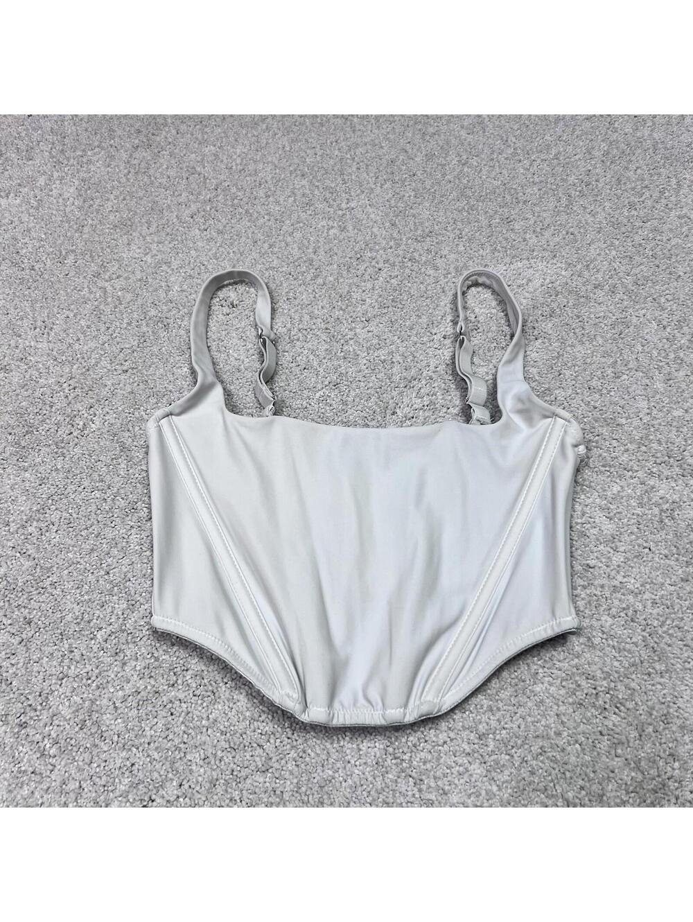Out From Under Corset Top Women’s White Cropped Sleeveless Size Small